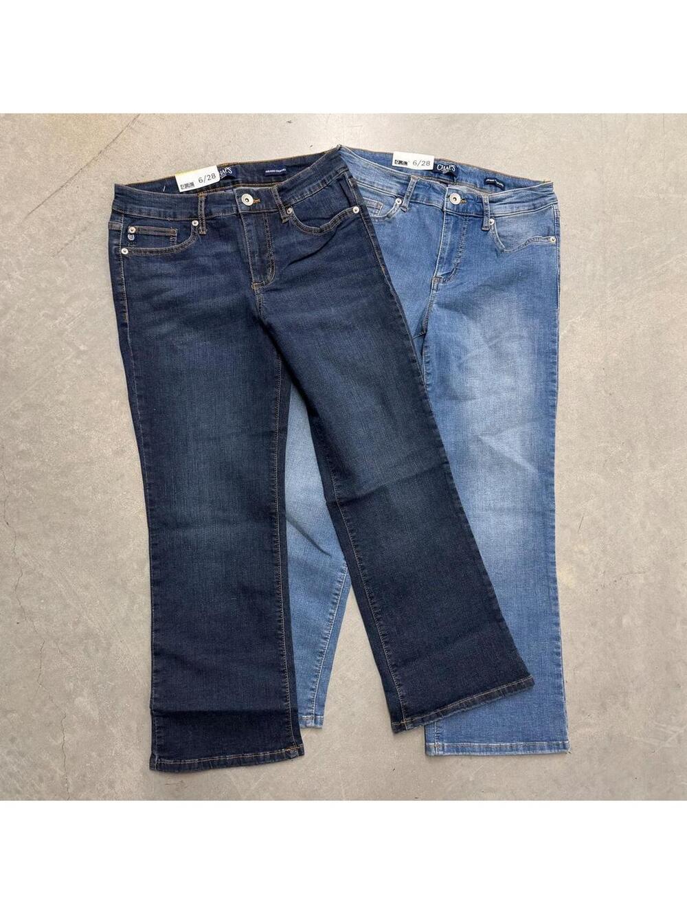 Bundle of 2 NWT Y2K Women's Chaps Mid Rise Crop Kick Navy Jeans 6/28